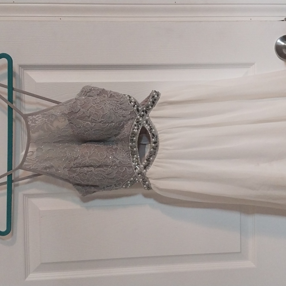 Silver and white cocktail dress